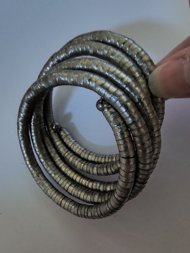 Silver coiled bangle bracelet - silver,