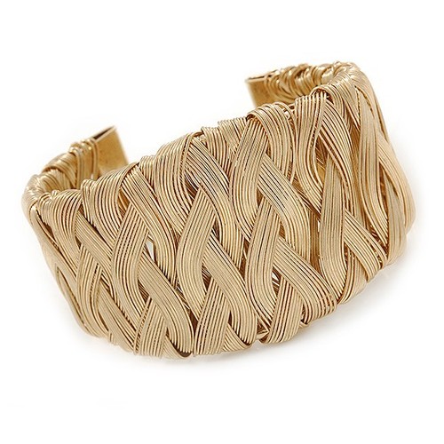 Wide woven wire cuff bangle - wide,