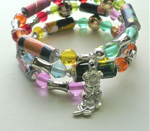 Chunky wrap bracelet - wrap, flowers