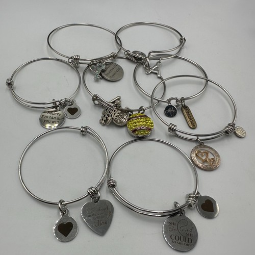 Expandable wire charm bangle - charm,