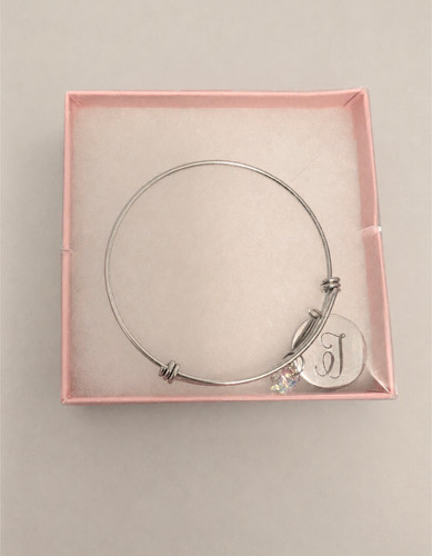 Silver initial charm - silver,