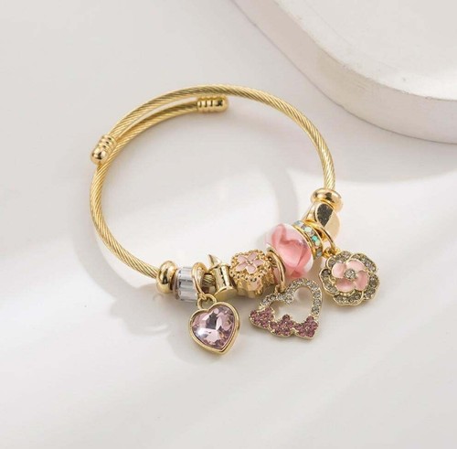 Pink enamel flower - pink,